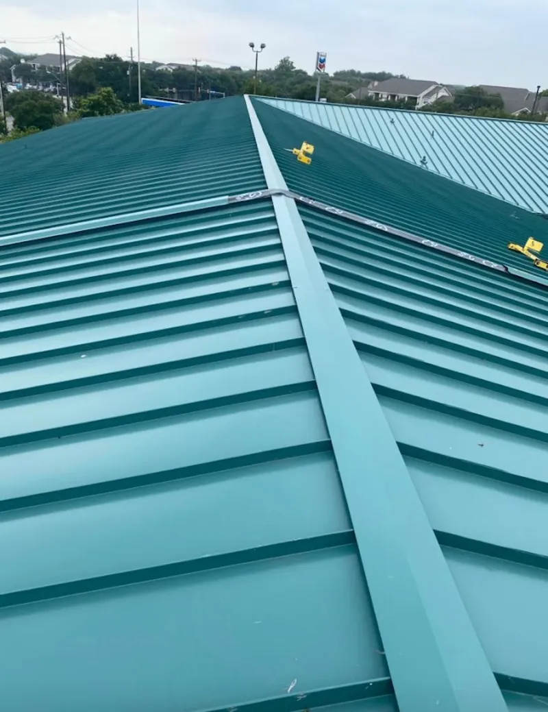 Green commercial metal roof ridge and valley for Metal Roof Repair in Elizabeth